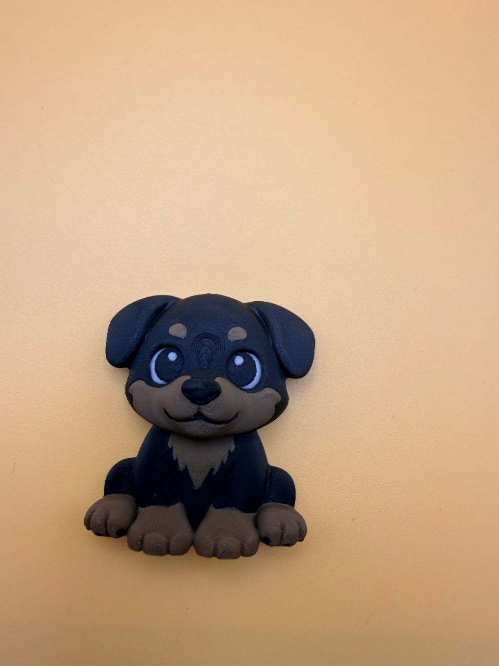 Cute Rottweiler Puppy 3D Printed Figurine Black and Tan Dog